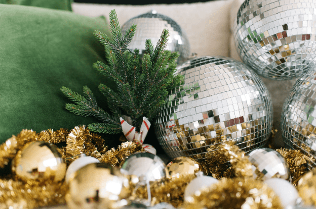 Shiny holiday items grouped together